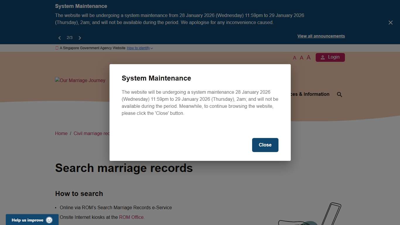 OMJ Search marriage records